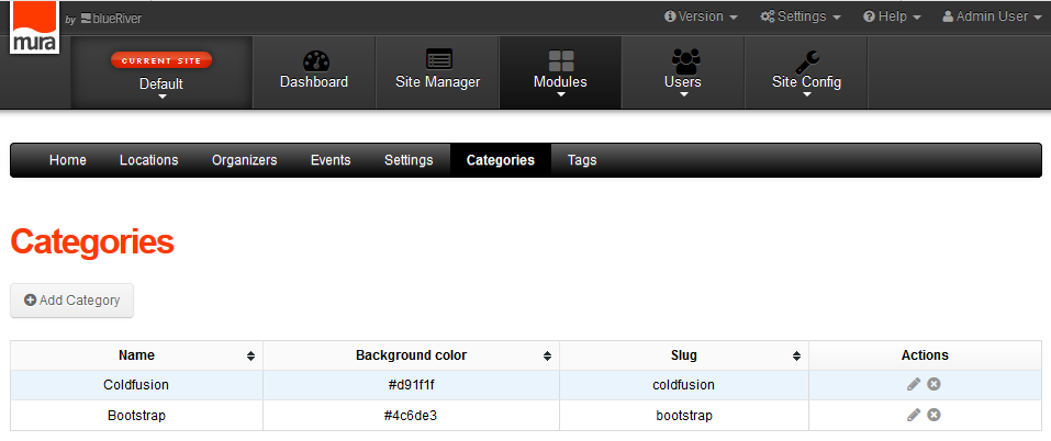 MuraCMS Event Categories