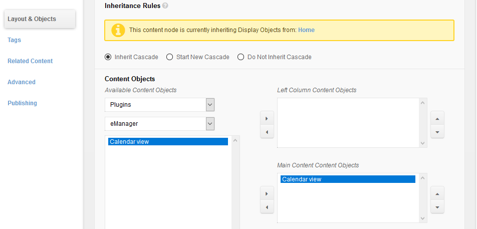 MuraCMS - layout & objects configuration